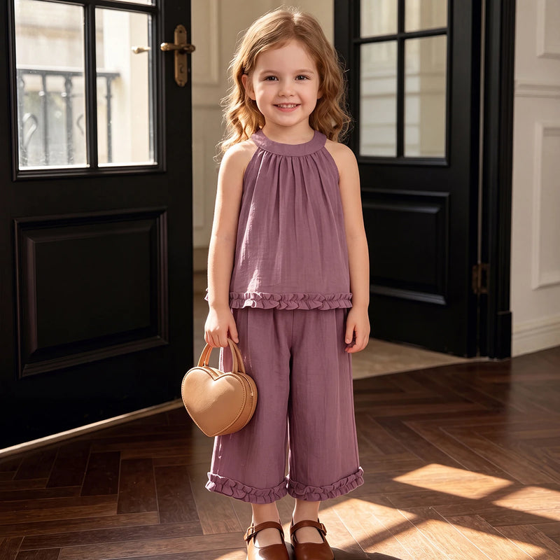 Girls Mauve Sleeveless Top With Pants Sets 2 pc. Sets