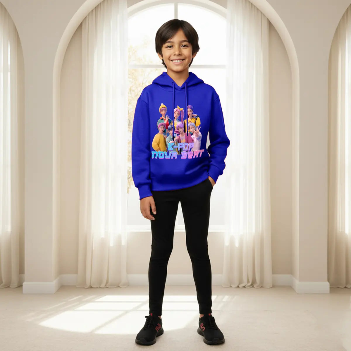 Boys Royal Blue K-Pop Nova Beat Graphics Hoodies Sweatshirts & Hoodies Royal Blue 6-7 Y