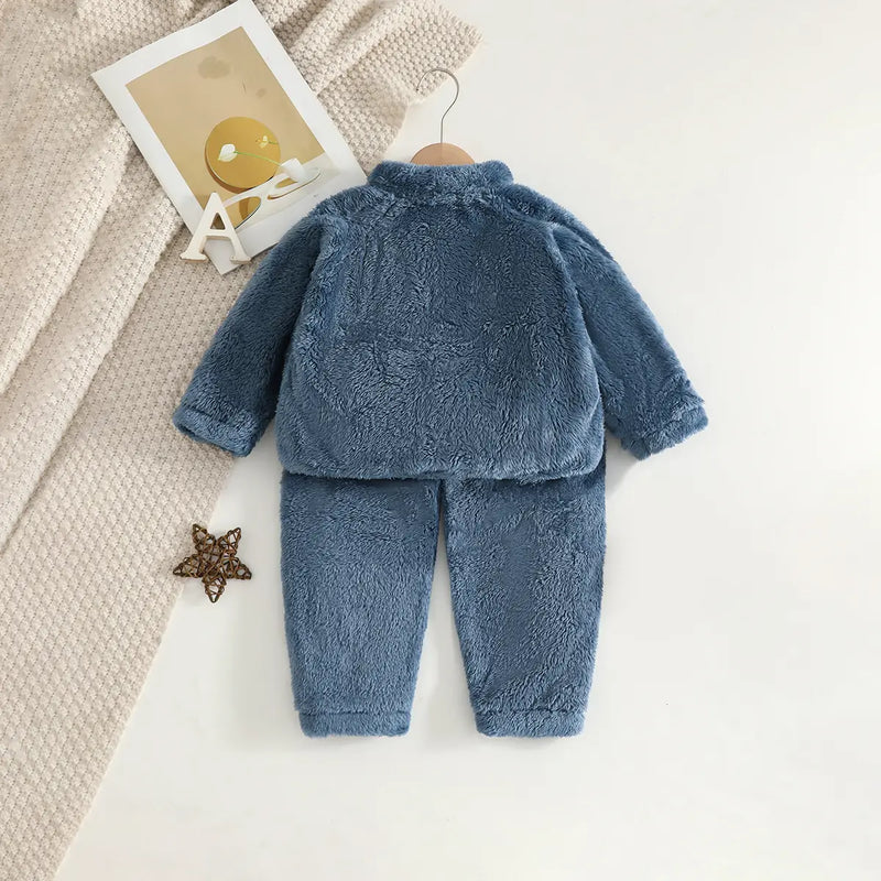 Girls Blue Polar Fleece Zipper Jacket With Jogger Co-ord Sets Sets