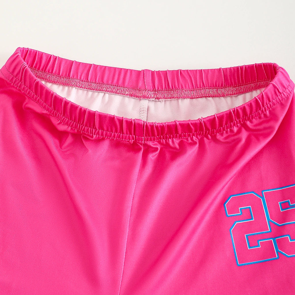 Girls Pink Graphics Printed T-Shirt With Legging Sets Sets