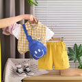 Boys Yellow Checked Shirt With Cargo Shorts Sets Sets Yellow 1-2 Y
