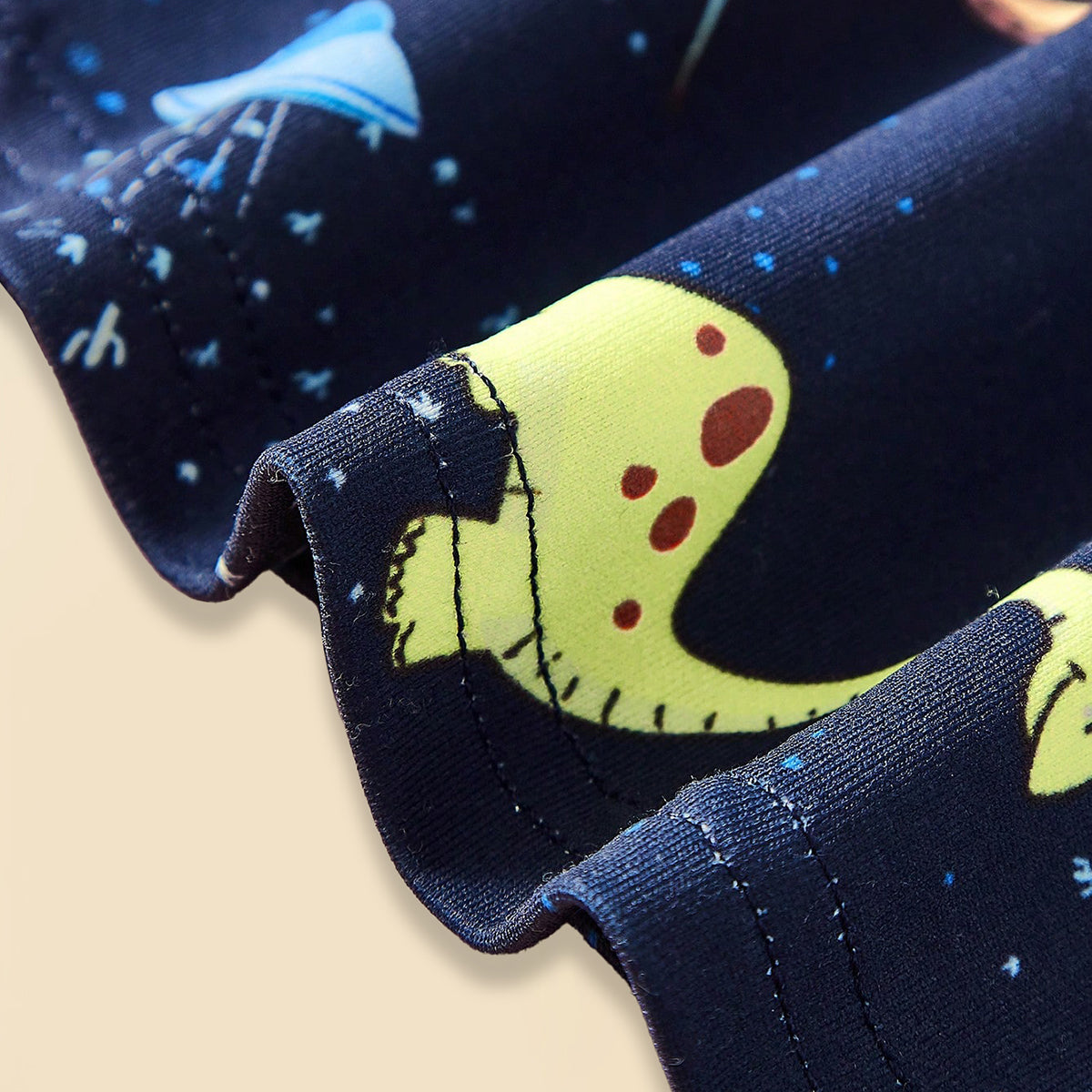 Boys Dark Blue Dinosaur Printed Glow in the Dark T-Shirt With Pajama Co-ord Set 2 pc. Sets