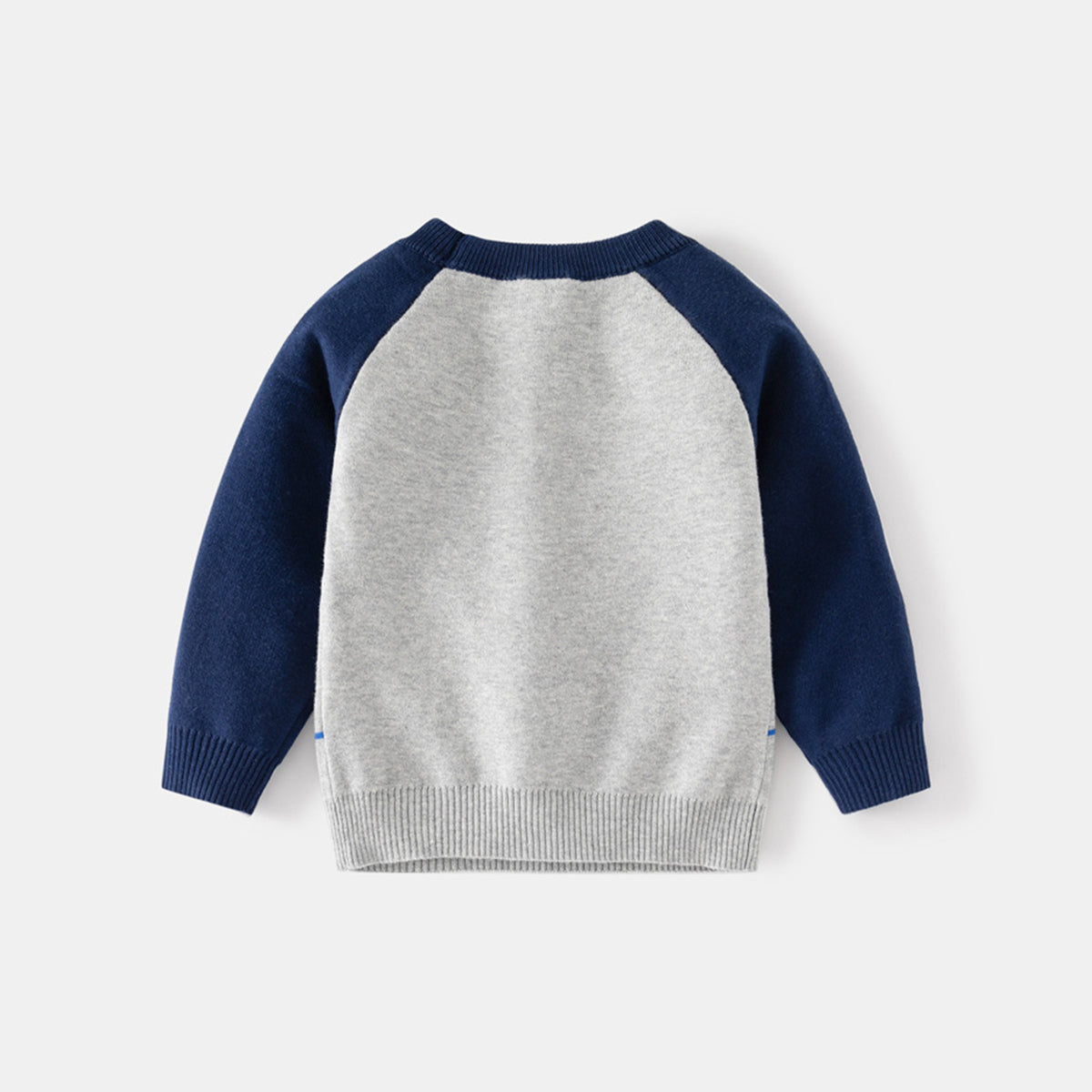 Boys Grey Regular Sweater With Self-Design Crane Patterns Sweaters & Cardigans