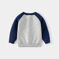 Boys Grey Regular Sweater With Self-Design Crane Patterns Sweaters & Cardigans