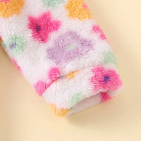 Girls Multicolor Floral Print Hooded Fleece Dress Casual Dresses