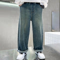 Boys Blue Graphic Baggy Fit Denim Jeans Pants Blue 3-4 Y