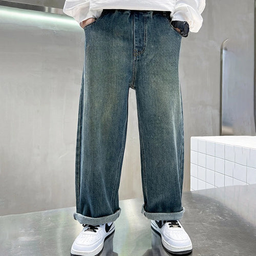 Boys Blue Graphic Baggy Fit Denim Jeans Pants Blue 3-4 Y