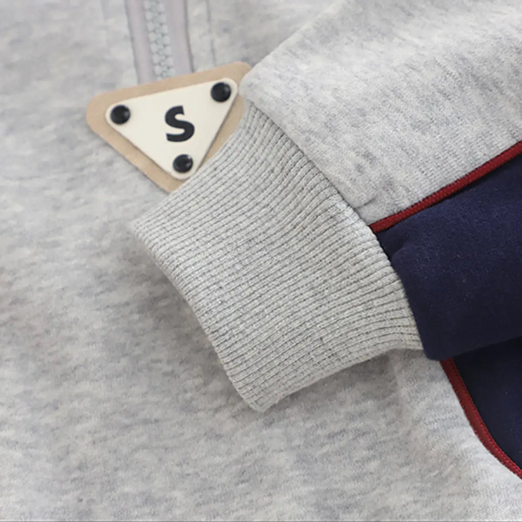 Boys Grey Color-blocked Sweatshirt With jogger Co-ord Sets Sets