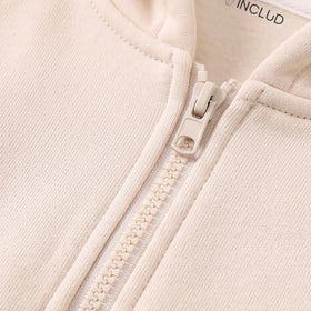 Boys Beige Hooded Zip-up Jacket & Pants Co-ord Sets Sets