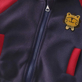 Boys Navy Blue Hooded Zipper Jacket With Puffer Vest & Jogger Sets Sets