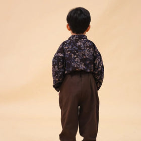 Boys Brown Long Sleeve Printed Shirt With Neck Tie And Pants Set 2 pc. Sets
