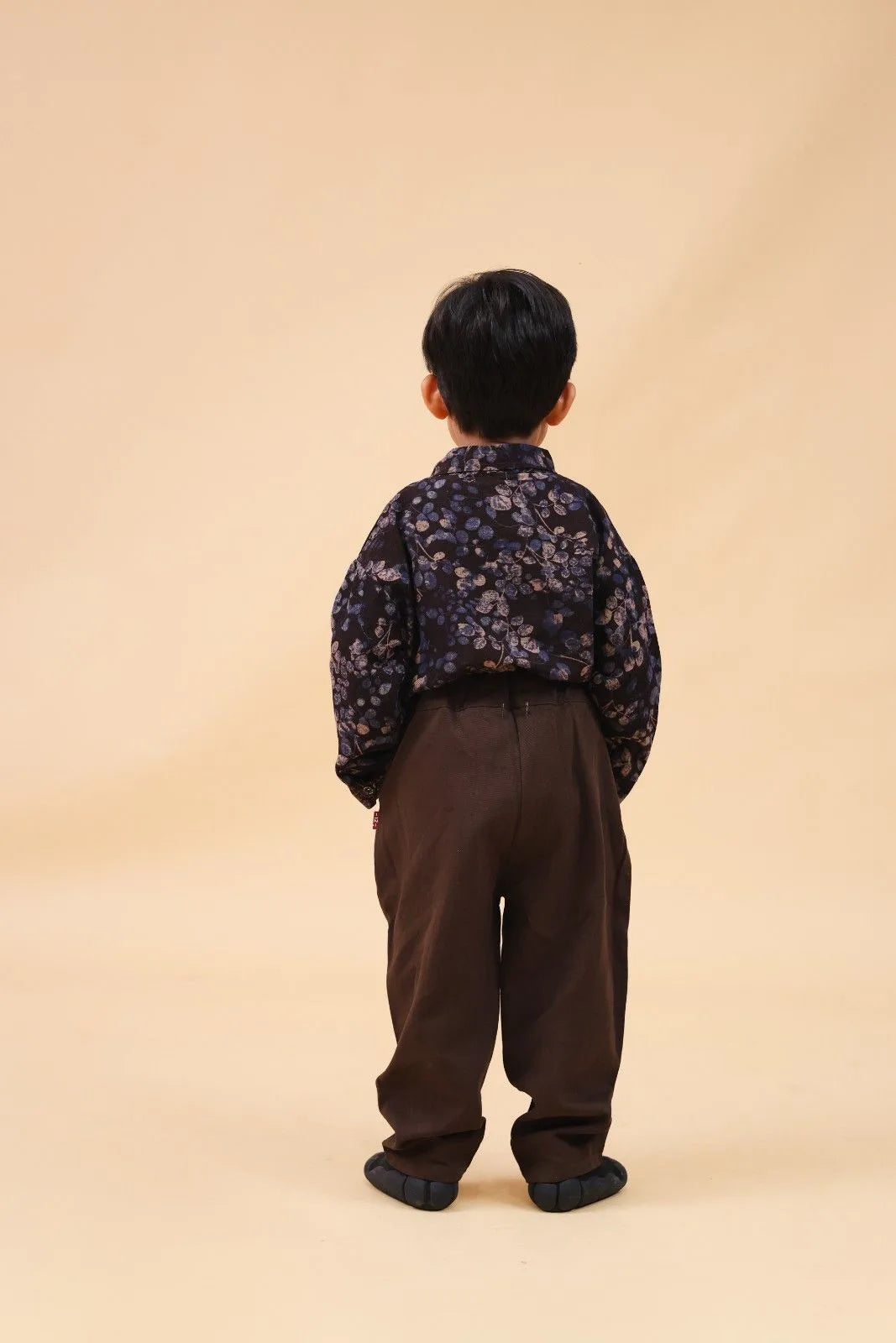 Boys Brown Long Sleeve Printed Shirt With Neck Tie And Pants Set 2 pc. Sets