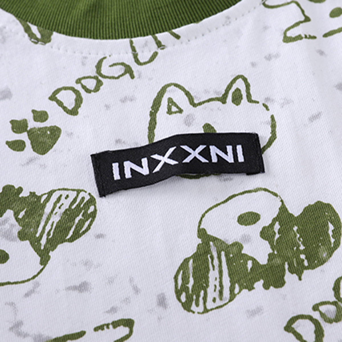 Boys Green Dog Printed Short Sleeves T-shirt With Shorts Set Sets
