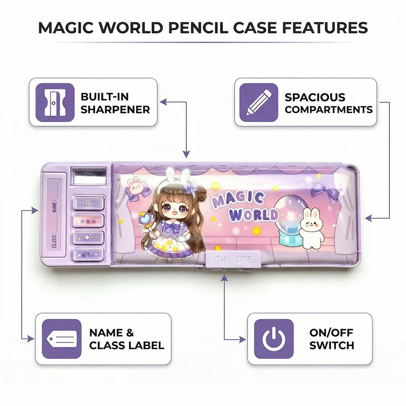 Magnetic Pencil Box for Girls Cute Cartoon Stationery Organizer Trending Accessories