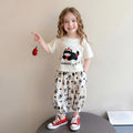 Girls Off White Happy Cat Graphic Top With Balloon Pants Sets Sets Off White 1-2 Y