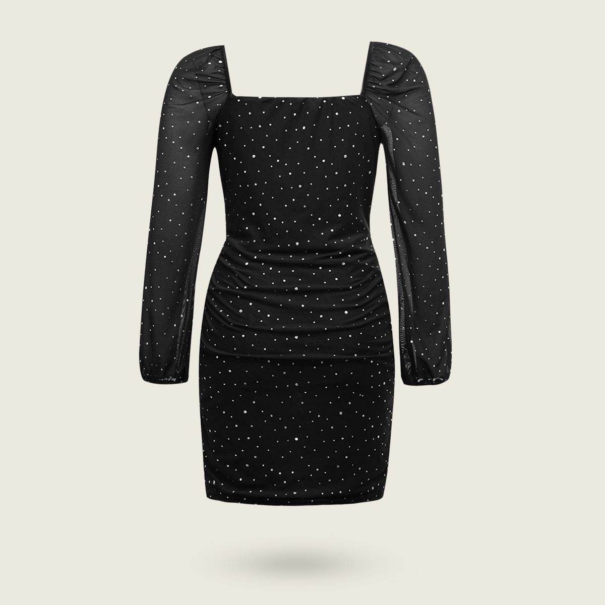Girls Black Sequined Long Sleeves Square Neck Bodycon Dress Party Dresses