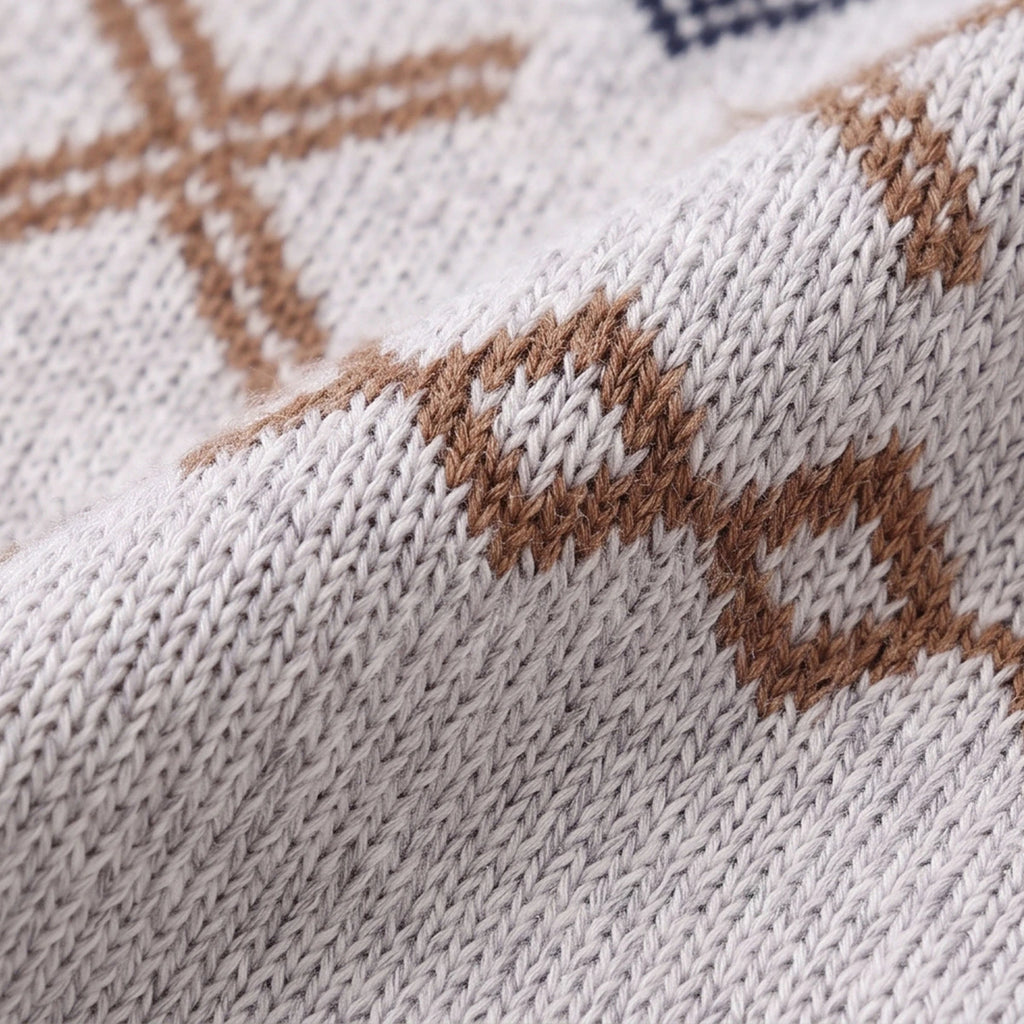 Girls Apricot Geometric Knitted Sweater Sweaters & Cardigans