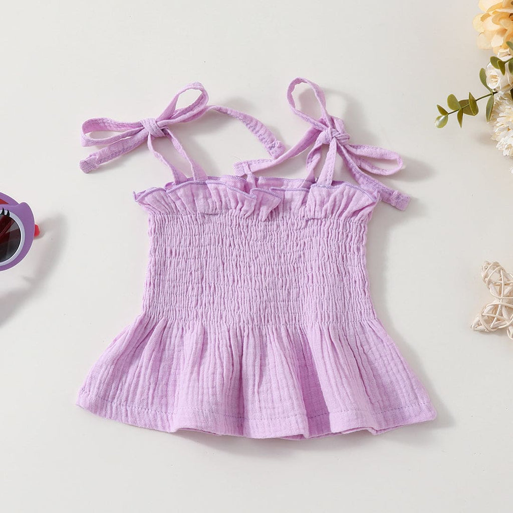 Girls Elasticated Crop Top With Shorts Set Sets   