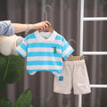 Boys Blue Dinosaur Printed Polo T-Shirt With Shorts (Copy) 2 pc. Sets Blue 1-2 Y