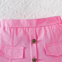 Girls Pink Self-Design Crop Length Top With Skirt Sets 2 pc. Sets