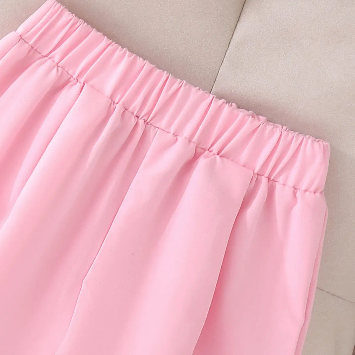 Girls Light Pink Flower Applique Sleeveless Top With Pants Sets 2 pc. Sets