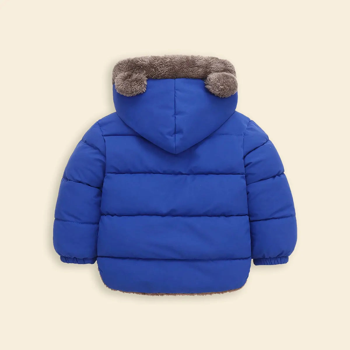 Boys Royal Blue Zip-up Puffer Jacket With Bear Ear On Hood Coats & Jackets