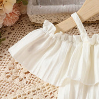 Girls White Off Shoulder Fit & Flare Dress Casual Dresses