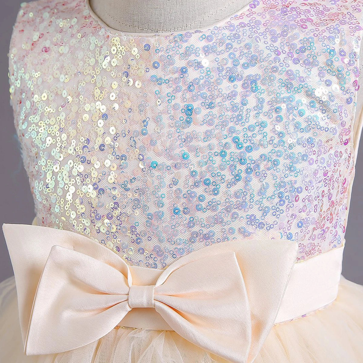 Girls Champagne Sequin Embellished Tutu Party Wear Dress Party Dresses