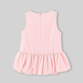Girls Pink Butterfly Applique Flounce Hem A-line Dress Casual Dresses
