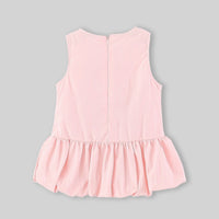 Girls Pink Butterfly Applique Flounce Hem A-line Dress Casual Dresses
