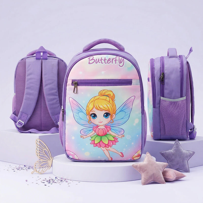 Girls Purple Cartoon Graphic School Backpack Trending Accessories