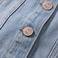 Girls Light Blue Floral Embroidered Denim Jacket Coats & Jackets