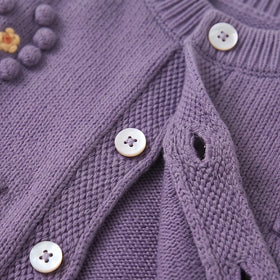 Girls Purple Floral Raglan Sleeve Cardigan Sweaters & Cardigans