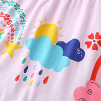 Girls Short Sleeve Rainbow Graphic Dress Casual Dresses   
