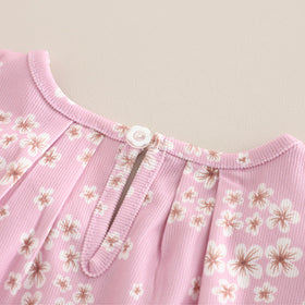 Girls Pink Floral Printed Tunic With T-Shirt & Pants Set Sets