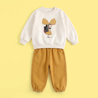 Girls Graphic Sweatshirt With Mustard Pants Sets Sets Mustard 1-2 Y