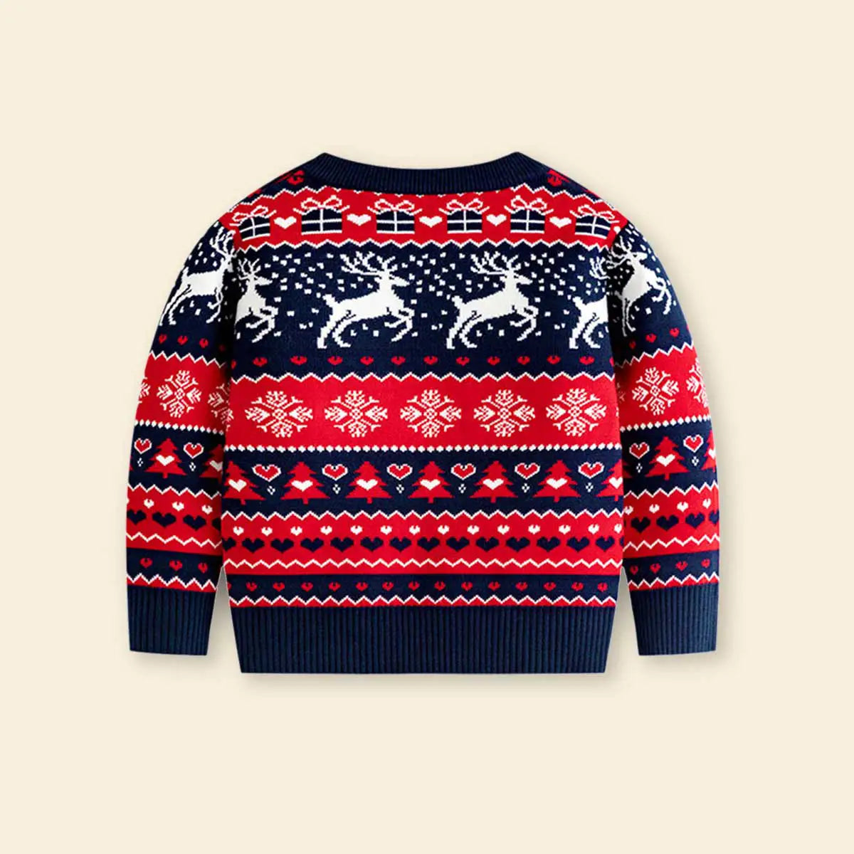 Boys Navy Blue Sweater With Self-Design Christmas Themed Patterns Sweaters & Cardigans