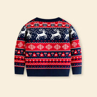 Boys Navy Blue Sweater With Self-Design Christmas Themed Patterns Sweaters & Cardigans