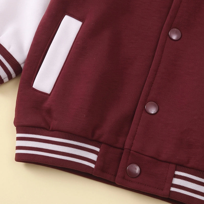 Boys Maroon Graphic Jacket With T-Shirt And Denim Pants Sets 3 pc. Sets