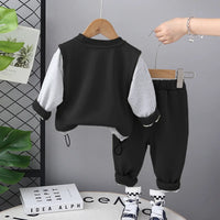 Boys Black Color-blocked Sweatshirt With Jogger Sets Sets