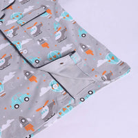 Girls Grey Hot Air Balloon Print Short Sleeve Shirt With Elasticated Pants Sets Sets