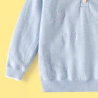 Girls Light Blue Long Sleeve Bow Embellished Polo Sweater Sweaters & Cardigans