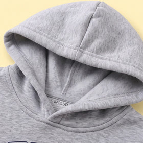 Girls Grey Typographic Hooded T-Shirt Dress Casual Dresses