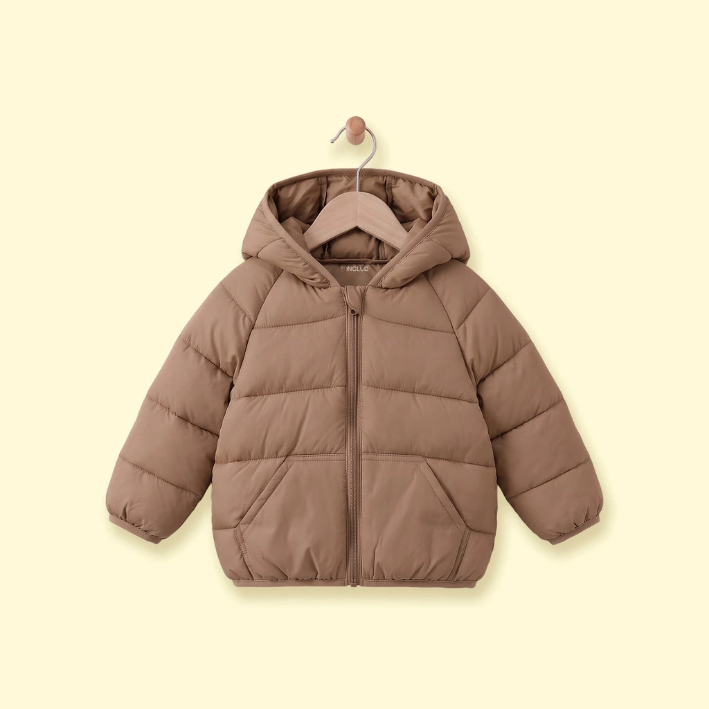 Boys Brown Hooded Quilted Puffer Jacket Coats & Jackets Brown 1-2 Y