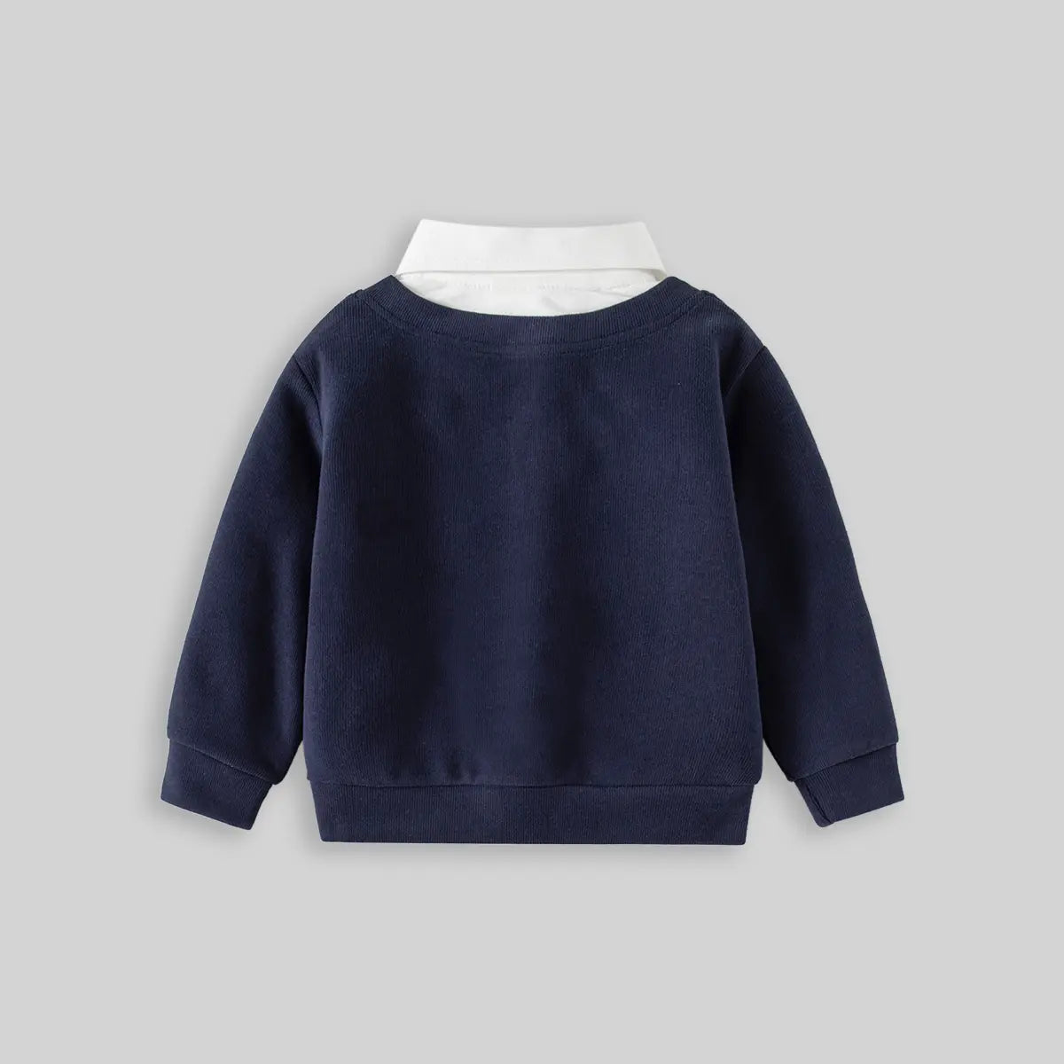 Boys Navy Blue Long Sleeves Sweater With Shirt Collar Sweaters & Cardigans