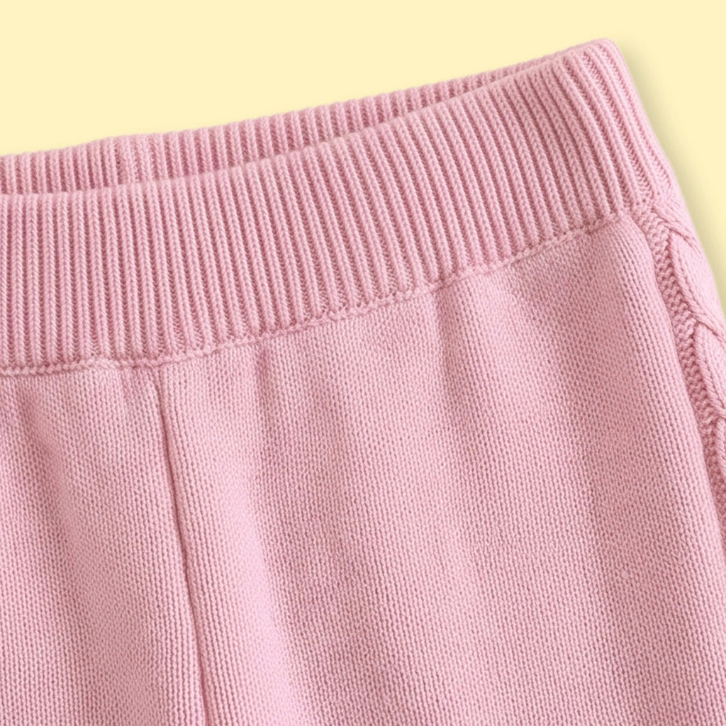 Girls Pink Long Sleeves Cardigan & Pants Sets Sets