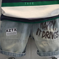 Boys Green Typography print Short Sleeve T-Shirt With Denim Shorts Sets 2 pc. Sets