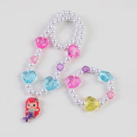 Pack Of 3 Girls Multicolour Rainbow and Mermaid Beaded Necklace & Bracelet Sets Necklace and Bracelet
