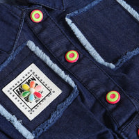 Boys Dark Blue Applique Denim Shirt With Elasticated Shorts Sets 2 pc. Sets