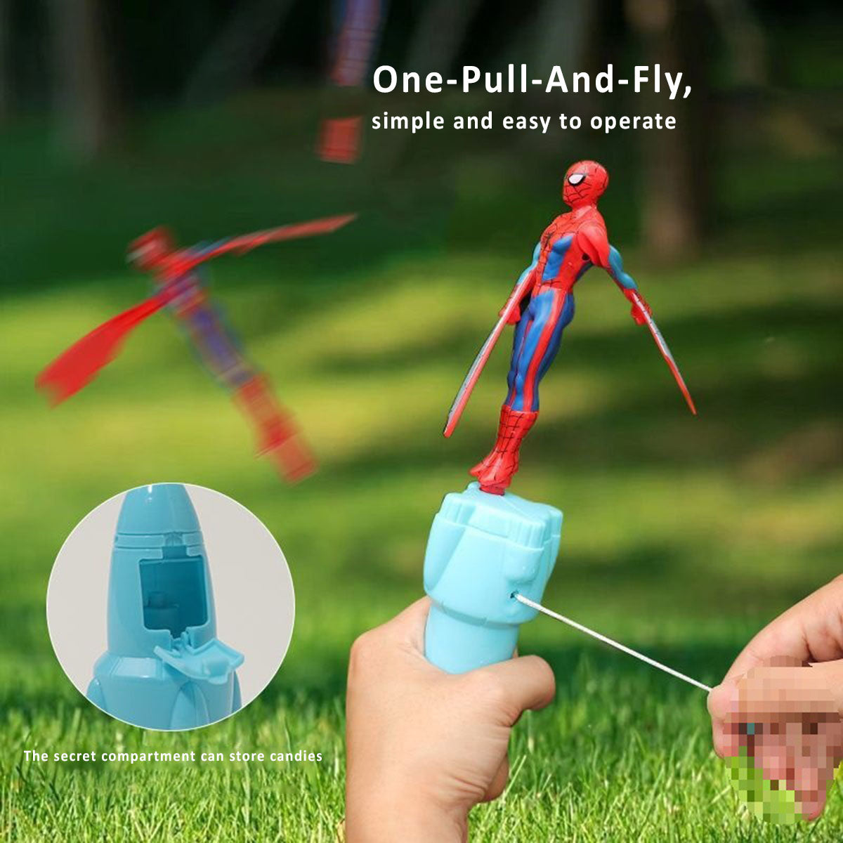 Kids Super Hero Pull-String Flying Action Figure Toy Trending Accessories